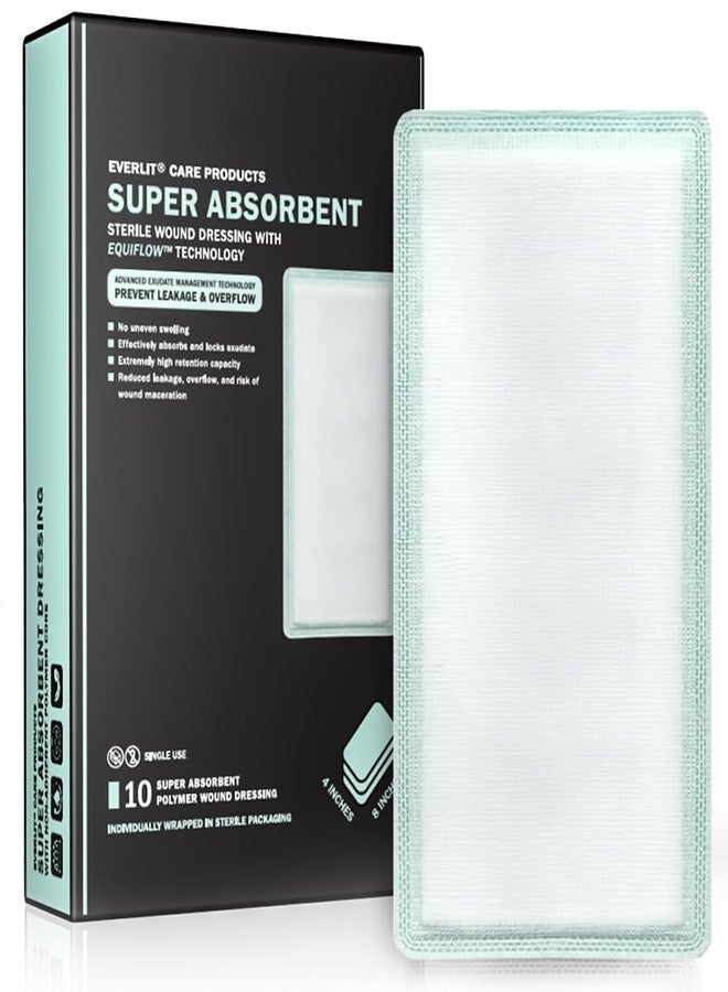 EVERLIT CARE EquiFlow Super Absorbent Dressing for Heavily Exuding Wound | Fast-Absorbing Non-Adhesive Polymer Dressing with Nonstick Gauze Pad | High Absorption & Retention | Pack of 10 (4" x 8") - Image 1